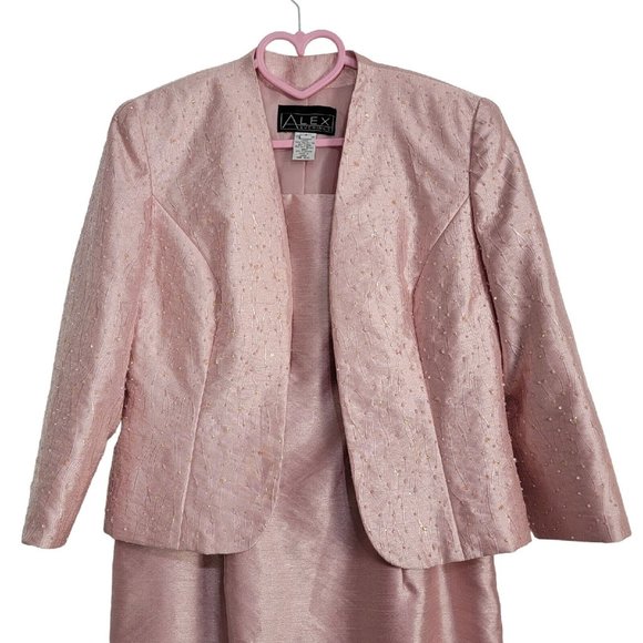 Alex Evenings Womens 8 Mother Of The Bride 2 Piece Outfit Set Jacket Dress Bead - Picture 3 of 5